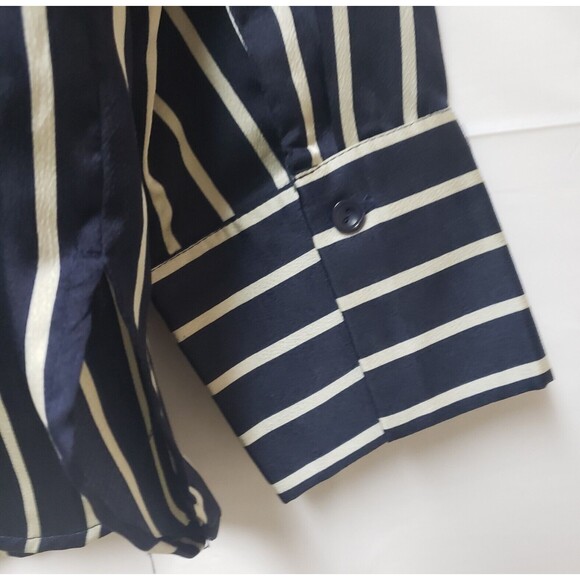 Women’s Emory Park Black & White Stripe Button-Down Shirt Long Sleeve Size S POE - Picture 9 of 12